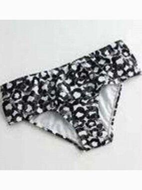 Daisy Fuentes Bikini Bottoms Womens 14 Black White Silver Foil Metallic Swimsuit
